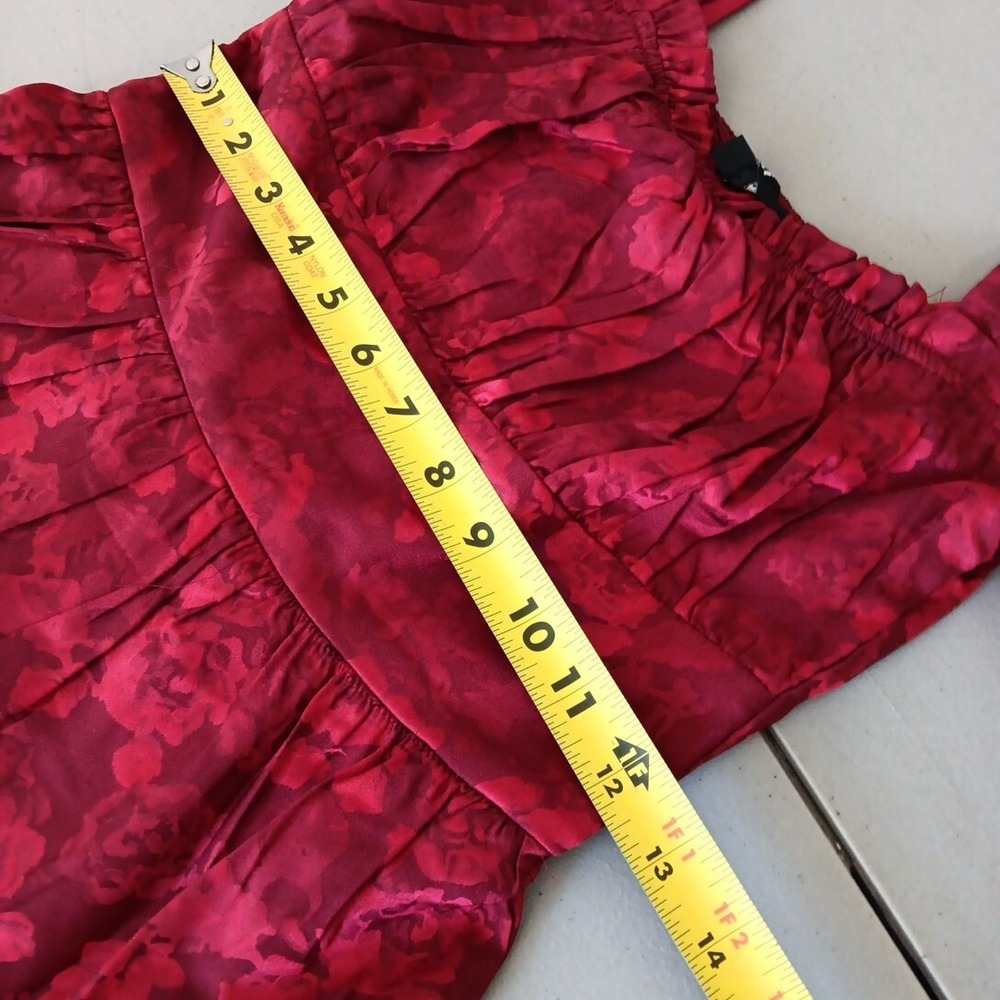 Deep Red Milkmaid Dress XS Mini Peasant Babydoll Cottagecore Prairie Coquette - Picture 6 of 9
